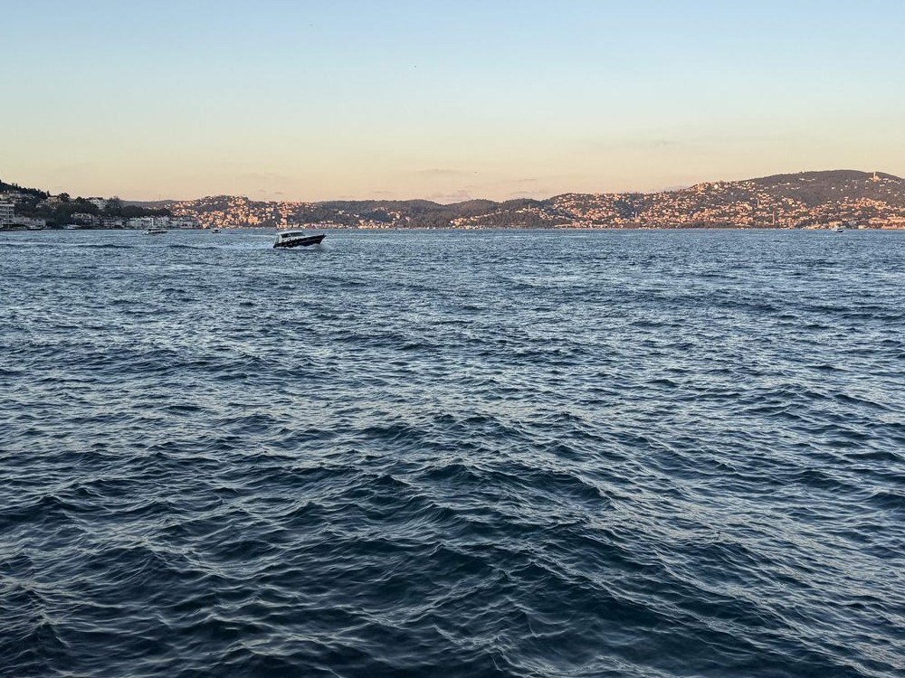 The Bosphorus and the opposite shore from Emirgan, early evening. October 2026